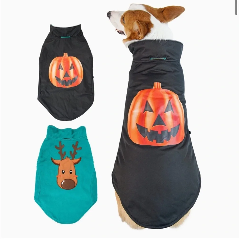 Reversible Waterproof Halloween / Christmas Dog Coat / Costume Holiday Vest